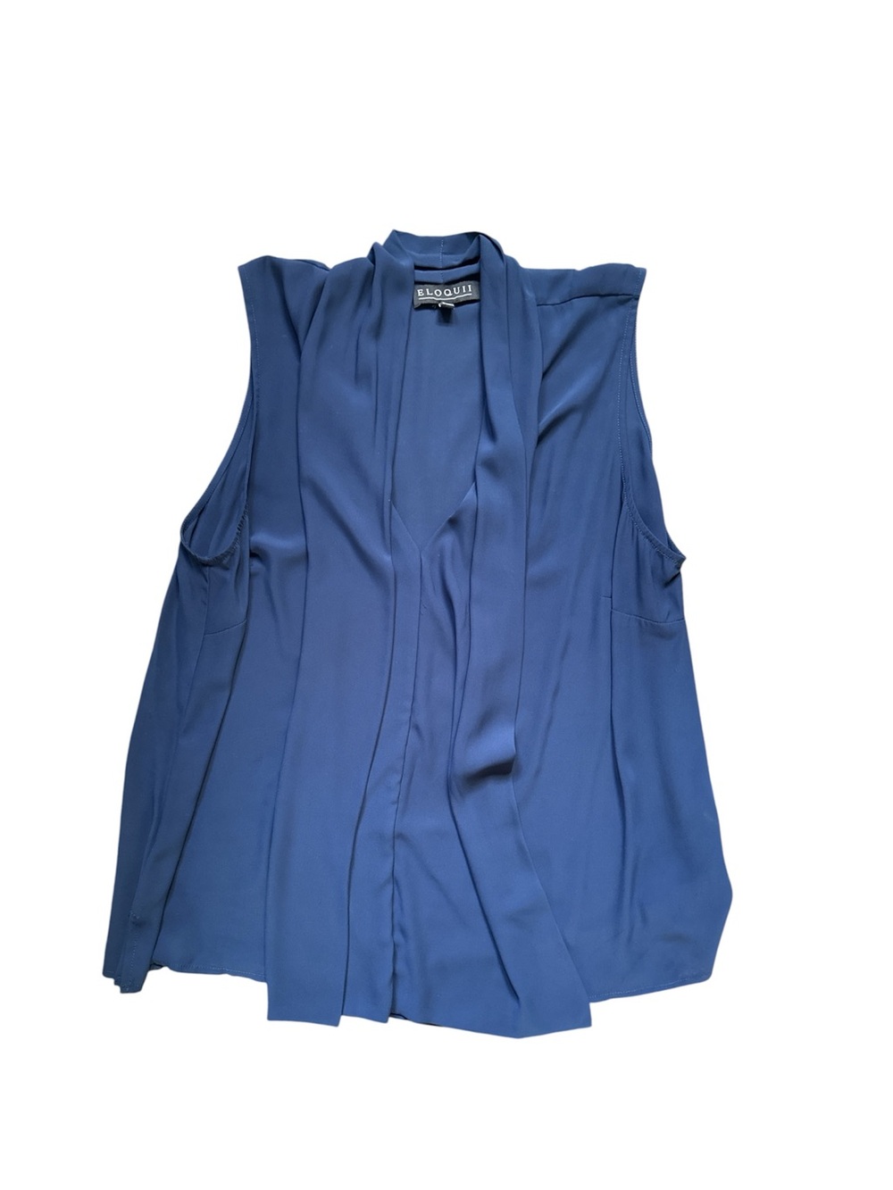 Eloquii Sleeveless Draped Open-Front Camisole in Blue